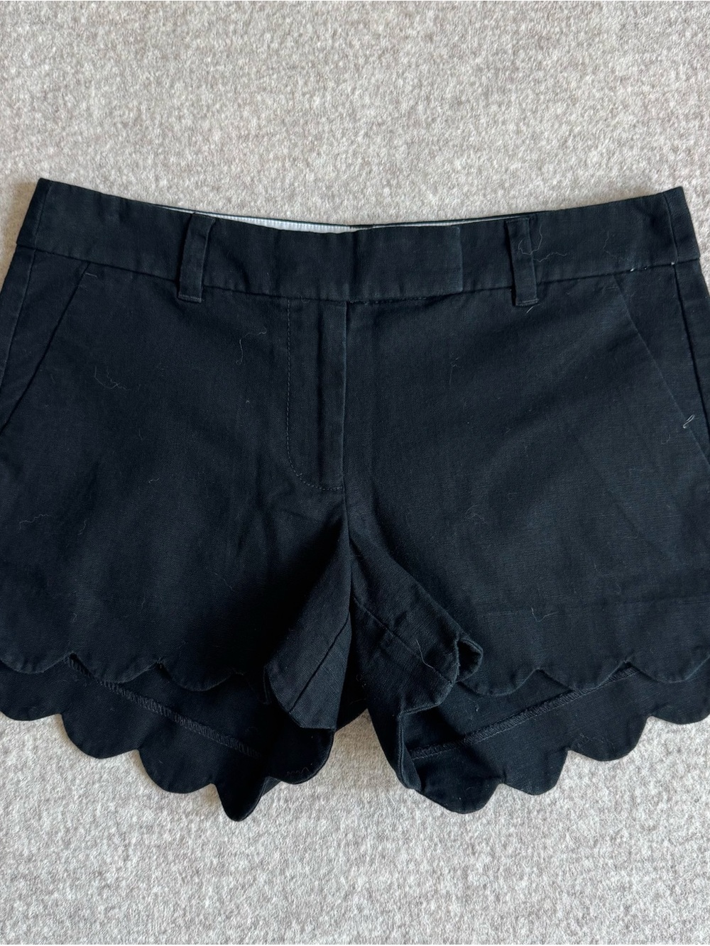 J. Crew Black Scalloped-Hem High-Waist Shorts